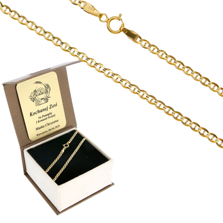 Złoty Łańcuszek w pudełku ozdobnym z grawerem pr. 585 Gucci 060 ZL026/BA-3