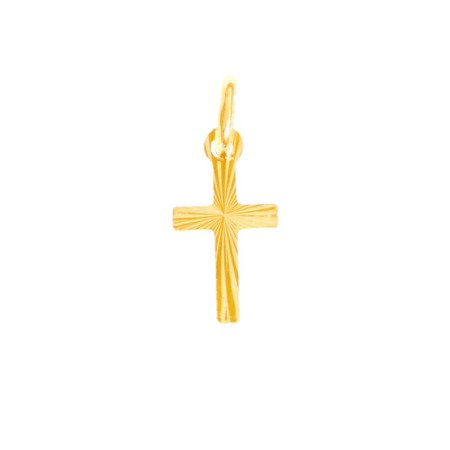 Złoty krzyżyk pr. 585 Krzyżyk płaski promienie ZK001