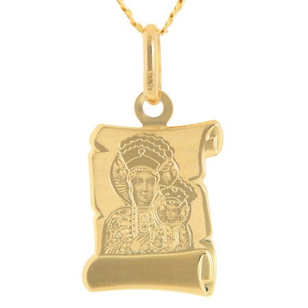 Złoty medalik pr. 585 Matka Boska Częstochowska papirus  ZM083